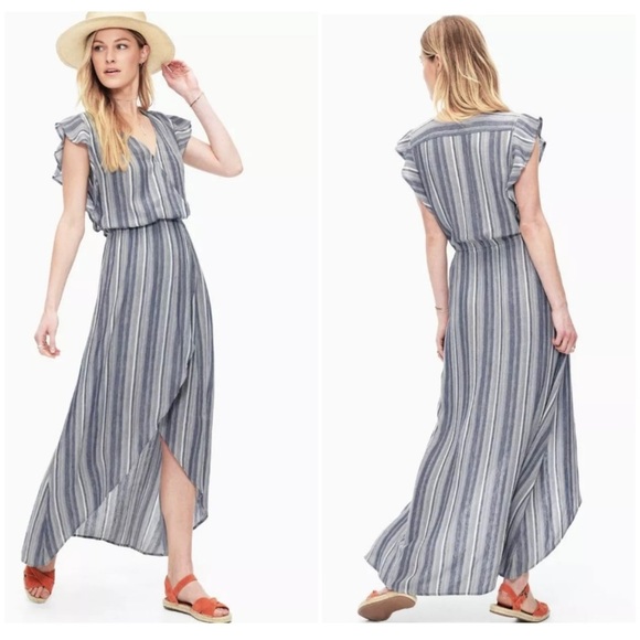 SPLENDID | Chambray Multi Stripe Tulip Sleeve Maxi Dress Size Small - Picture 1 of 9